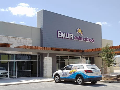 Exterior of Emler Swim School in Round Rock, Texas