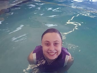 Emler swim instructor Kaylyn Hyatt treading water