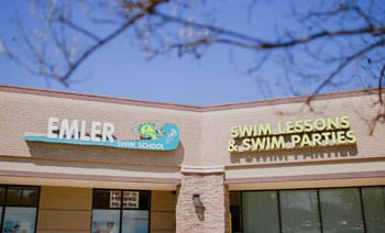 Exterior of Emler Swim School in Plano, Texas